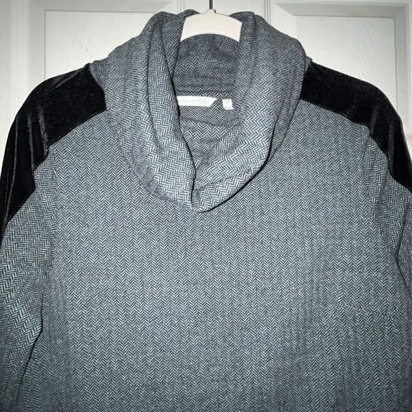 Soft Surroundings Cowl Sweater Dress Wmn’s Sz Med Velvet Herringbone Asymmetric - Picture 3 of 11